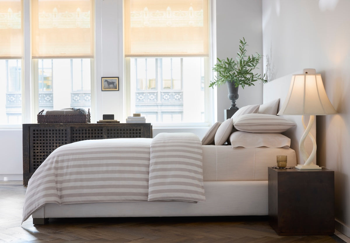 Lana Stripe Café au Lait Duvet Cover by Matouk
