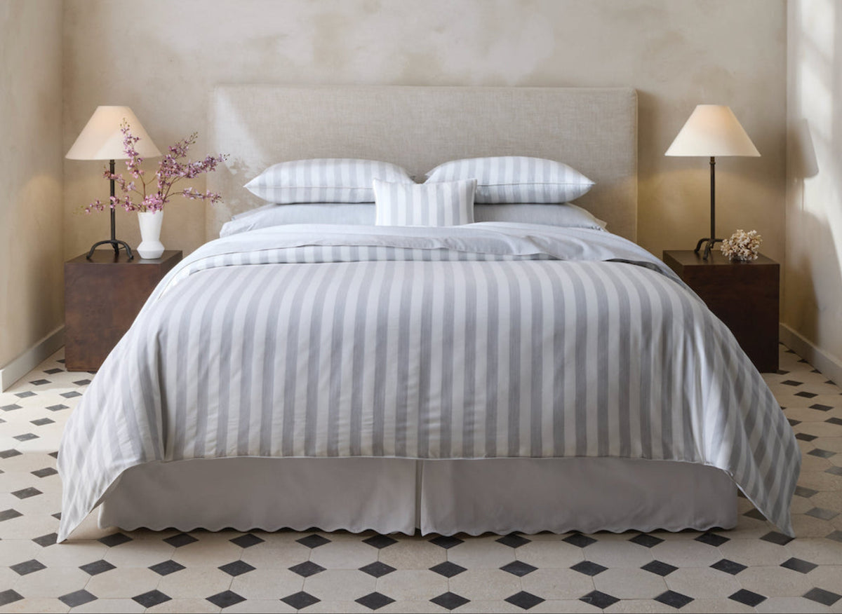 Lana Stripe Silver Duvet Cover by Matouk