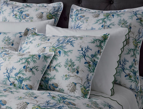 Pillow Shams Lifestyle on Bed - Del Tesoro Sea Bedding by Matouk Schumacher at Fig Linens and Home
