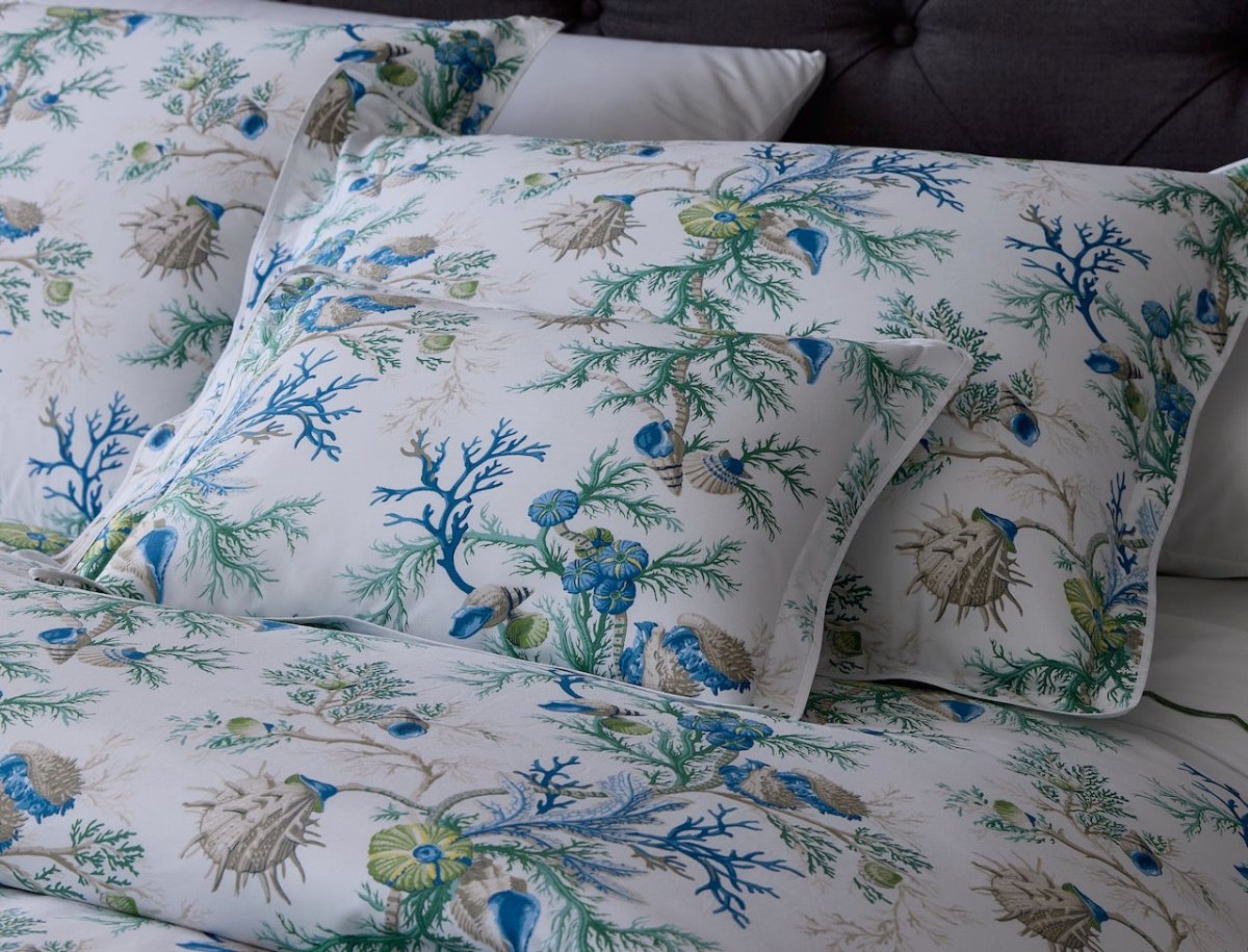 Pillow Shams on Bedding - Matouk Schumacher Del Tesoro Sea Blue at Fig Linens and Home