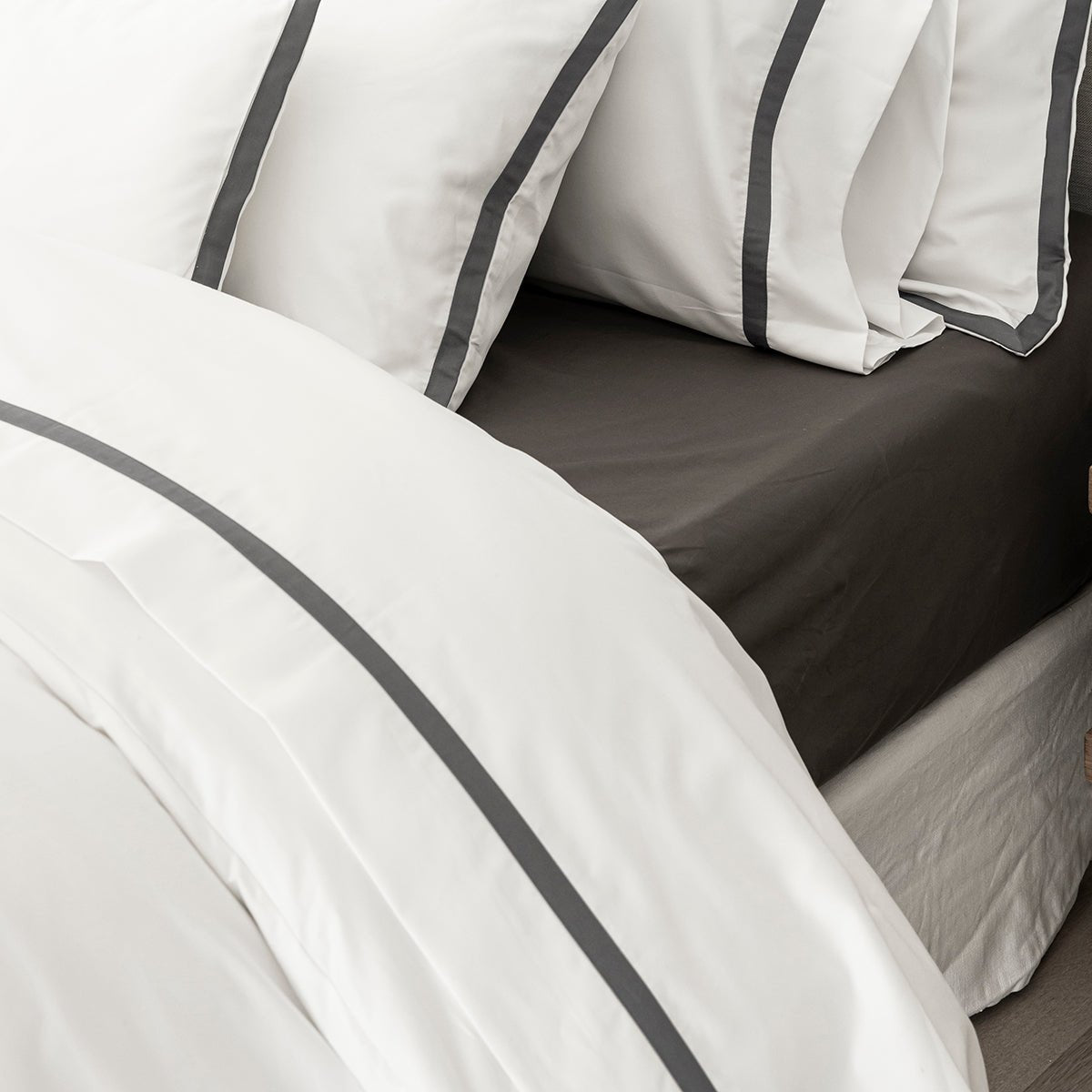 Apparat Dark Grey 94" X 118" Flat Sheet by Le Jacquard Français - 9at Fig Linens and Home - 8