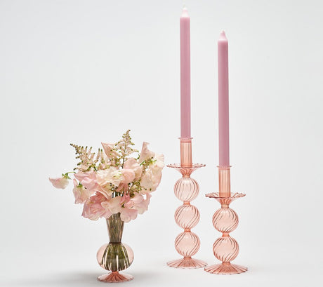 Bella Blush Pink Candle Holders Small - Kim Seybert Candle Holders Lifestyle 1