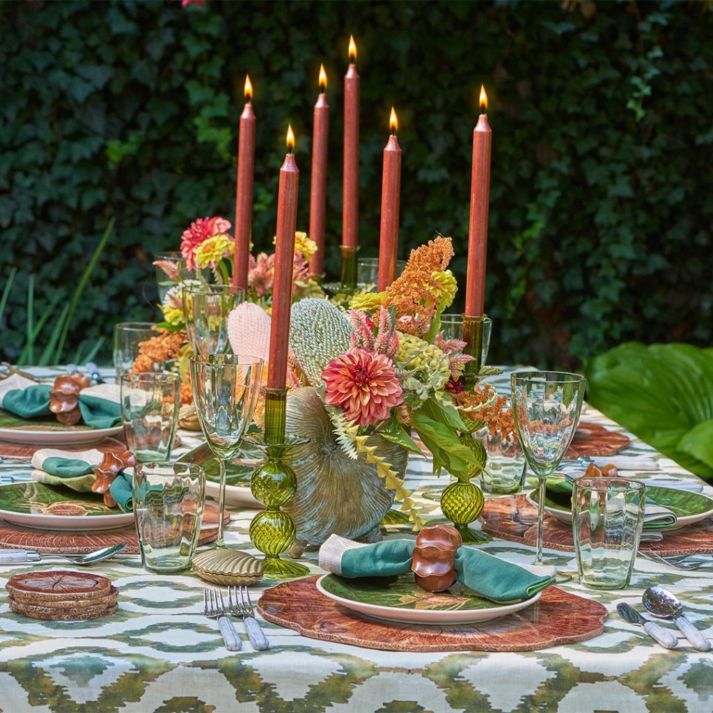 Bella Candle Holders Short - Kim Seybert Candle Holders Olive Green Lifestyle Photo 1