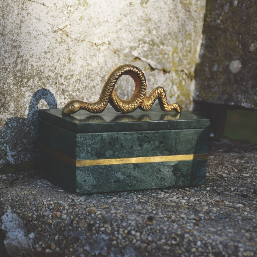 Boa Green Marble Box by Worlds Away
