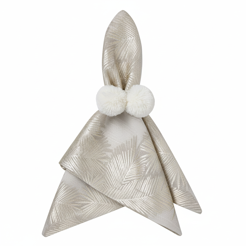 Pom Pom White Napkin Ring Lifestyle | Mode Living at Fig Linens and Home