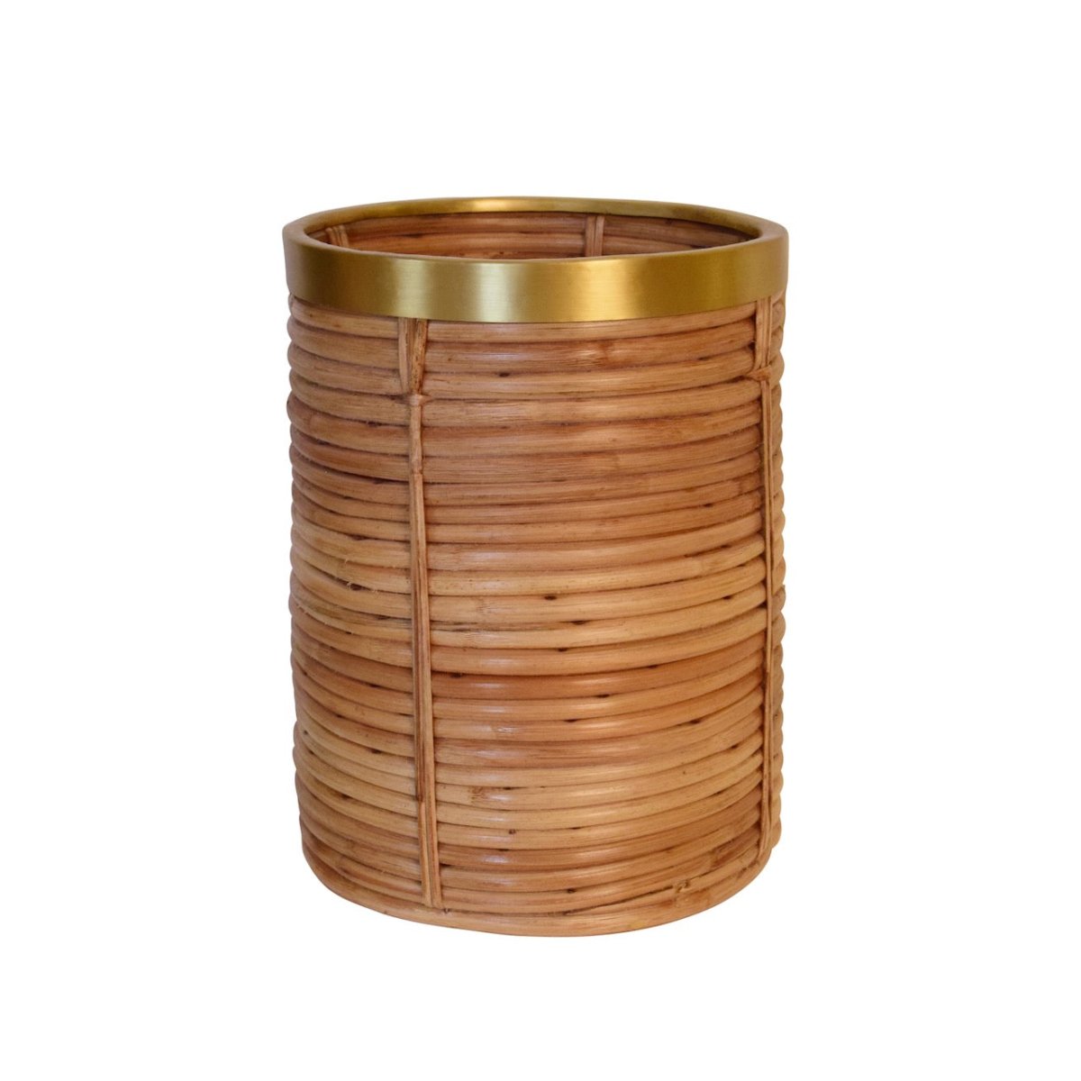 Brim Rattan Wastebasket Side View by Worlds Away at Fig Linens and Home
