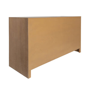 Carla Cerused Oak and Cane Dresser by Worlds Away | Chest of Drawers Reverse of Cabinet View