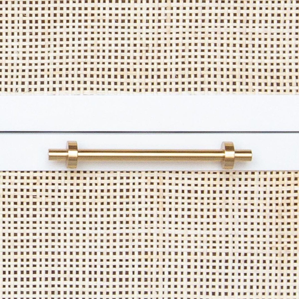 Carla White and Cane Dresser by Worlds Away - Detail of Caning and Handle Pull