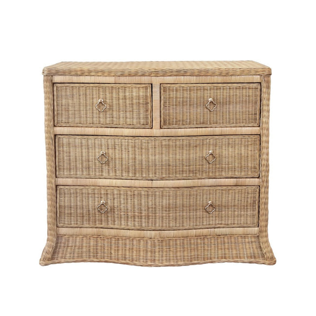 Worlds Away Celine Rattan Chest - Dresser Front View