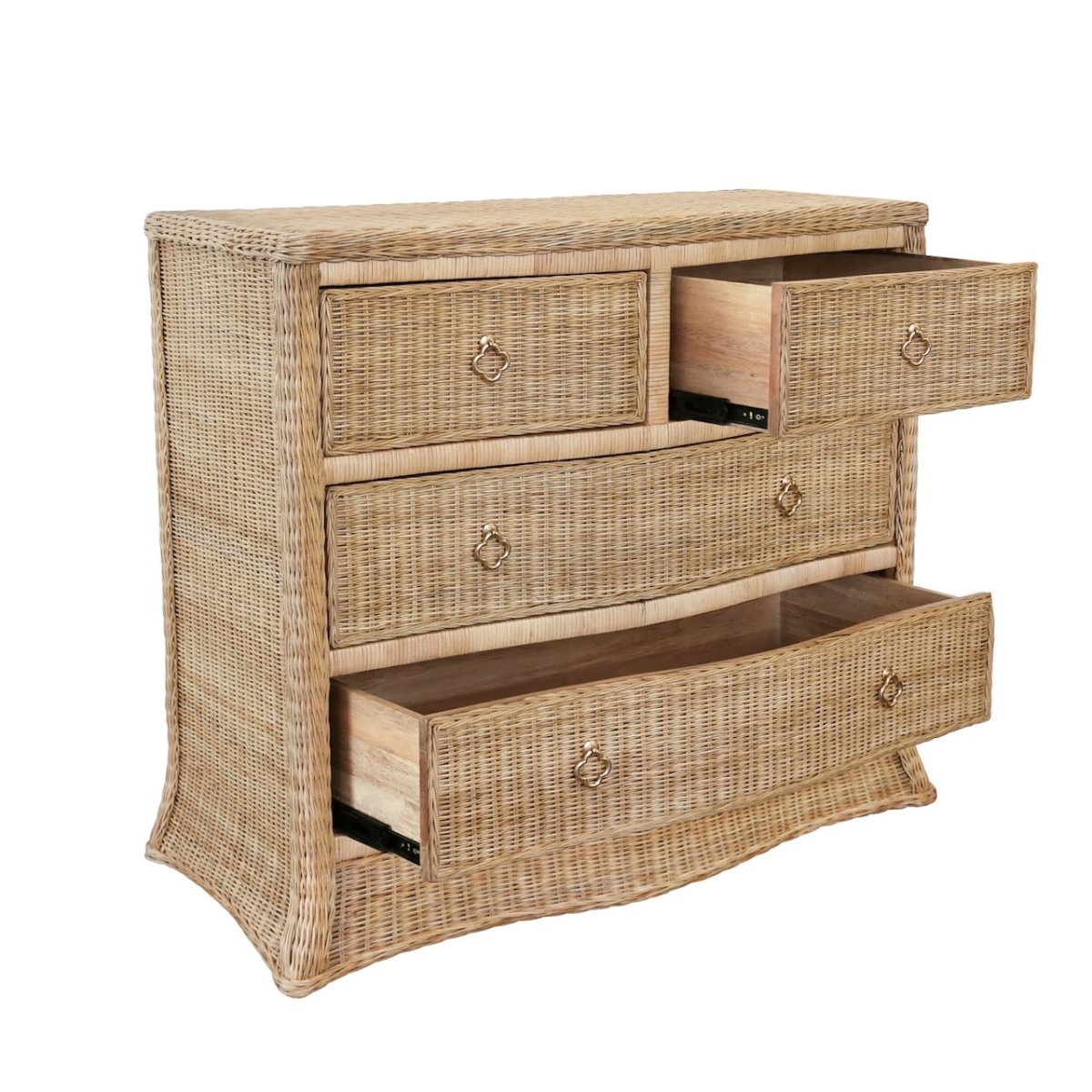 Worlds Away Celine Rattan Chest - Dresser Drawer Open View 3