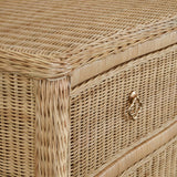 Worlds Away Celine Rattan Chest - Dresser Corner Detail View