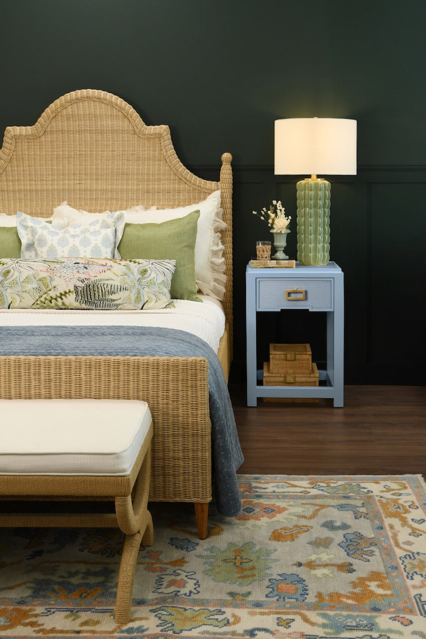 Jean Light Blue Side Table by Worlds Away at Fig Linens and Home - Lifestyle View
