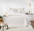 Lucy Pick Stitch Silk Coverlet by Orchids Lux Home - King Pearl at Fig Linens and Home