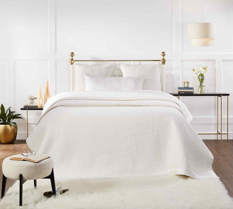 Lucy Pick Stitch Silk Coverlet by Orchids Lux Home - Queen Pearl at Fig Linens and Home