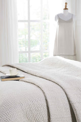 Lucy Pick Stitch Silk Coverlet by Orchids Lux Home at Fig Linens and Home