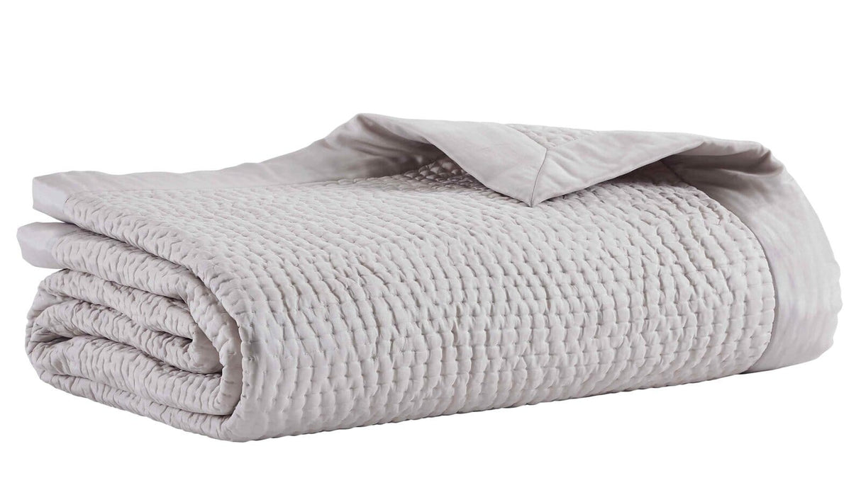 Lucy Pick Stitch Silk Coverlet by Orchids Lux Home at Fig Linens and Home