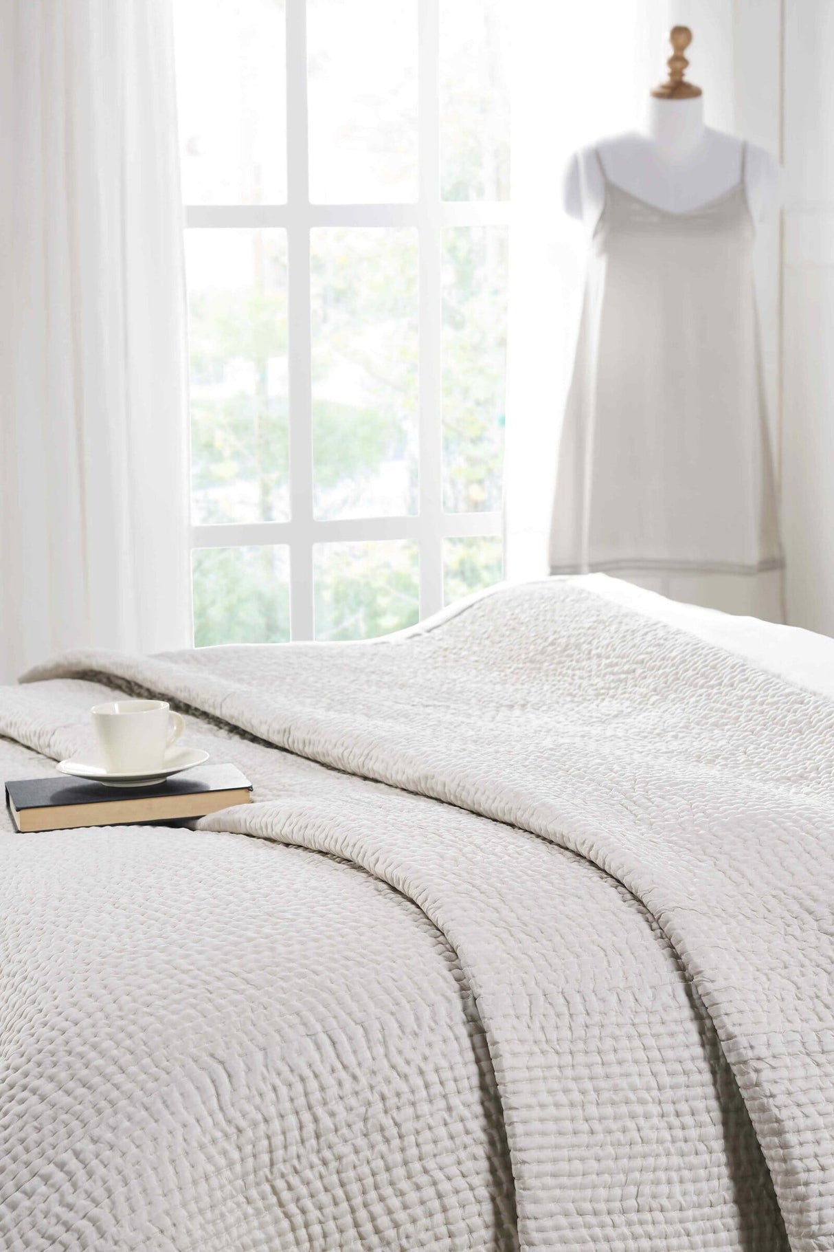 Lucy Pick Stitch Silk Coverlet by Orchids Lux Home at Fig Linens and Home