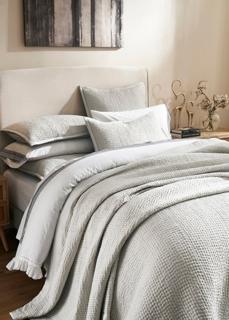 Lucy Pick Stitch Silk Coverlet by Orchids Lux Home at Fig Linens and Home