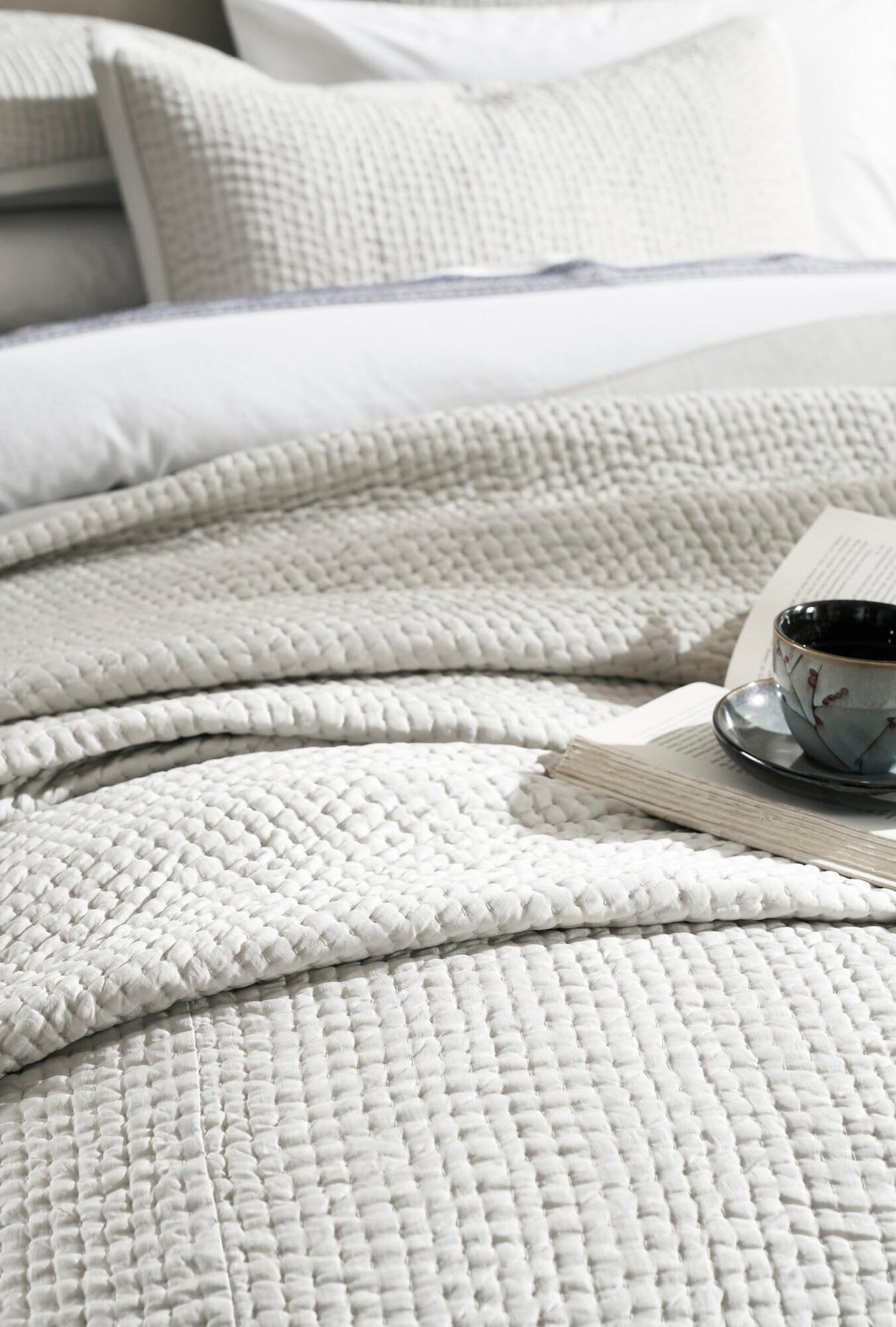 Lucy Pick Stitch Silk Coverlet by Orchids Lux Home at Fig Linens and Home