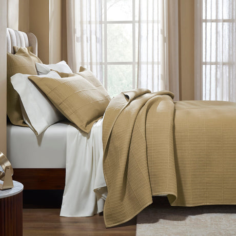 Portico Cotton Quilted Coverlet by Orchids Lux Home - Wheat King Quilt at Fig Linens and Home 2
