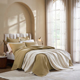Portico Cotton Quilted Coverlet by Orchids Lux Home - Wheat Queen Quilt at Fig Linens and Home 4