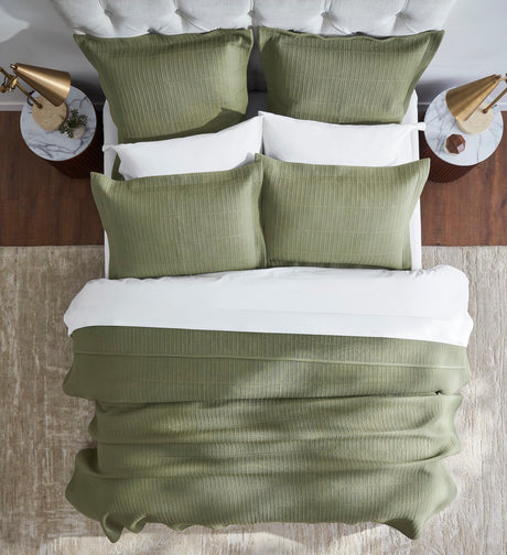 Portico Cotton Quilted Coverlet by Orchids Lux Home - Olive King Quilt at Fig Linens and Home 3