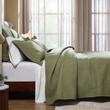 Portico Cotton Quilted Coverlet by Orchids Lux Home - Olive Queen Quilt at Fig Linens and Home 2