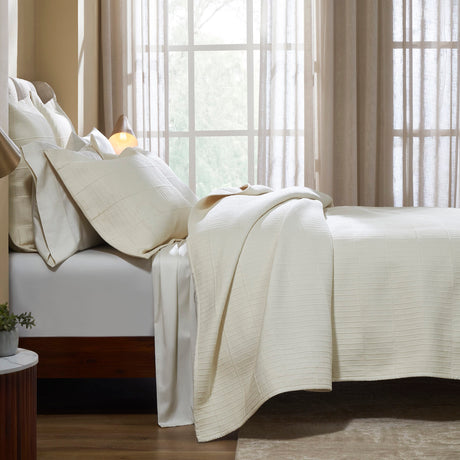 Portico Cotton Quilted Coverlet by Orchids Lux Home - Natural King Quilt at Fig Linens and Home 2