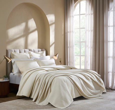 Portico Cotton Quilted Coverlet by Orchids Lux Home - Natural Queen Quilt at Fig Linens and Home 4