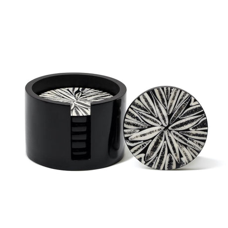 LaDorada Black Almendro Coaster Set - 4.7" x 4.7" x 3.1" Black Almendro at FIG LINENS AND HOME - 1