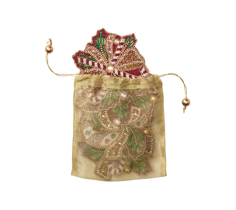 Candy Cane Bow Red/Green/Gold Coaster Detail 3 | Kim Seybert at Fig Linens and Home