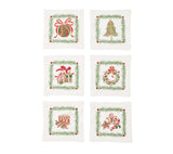 Xmas Trellis White/Multi Cocktail Napkin | Kim Seybert at Fig Linens and Home
