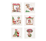 Santa White/Multi Cocktail Napkin | Kim Seybert at Fig Linens and Home
