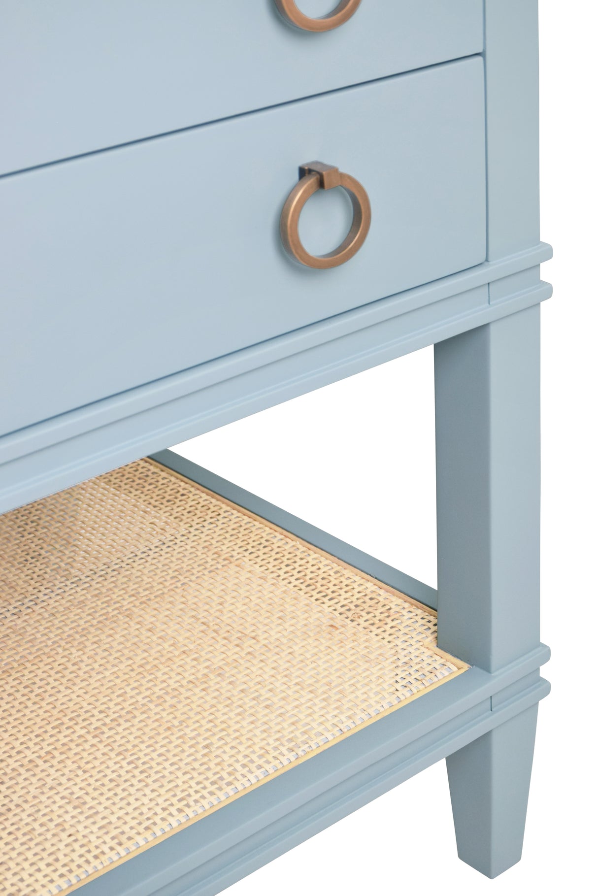 Cutler Light Blue 48" Bath Vanity by Worlds Away at Fig Linens and Home - Cane Shelf Detail - View 1