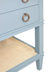 Cutler Light Blue 48" Bath Vanity by Worlds Away at Fig Linens and Home - Cane Shelf Detail - View 1