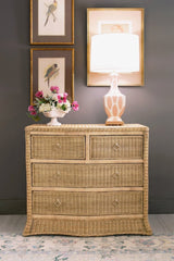 Worlds Away Celine Rattan Chest - Dresser Lifestyle View