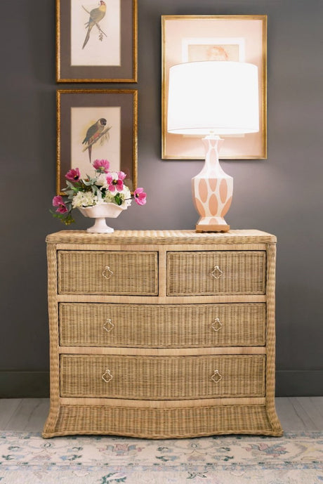 Worlds Away Celine Rattan Chest - Dresser Lifestyle View