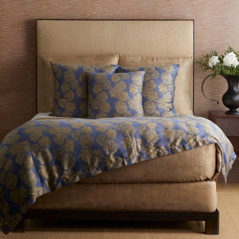 Duvet Cover and Shams - Chrysanthemum Duvets in Blue by Ann Gish | Fig Linens and Home