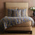 Chrysanthemum Throw Blue by Ann Gish - padded bed-end at Fig Linens and Home