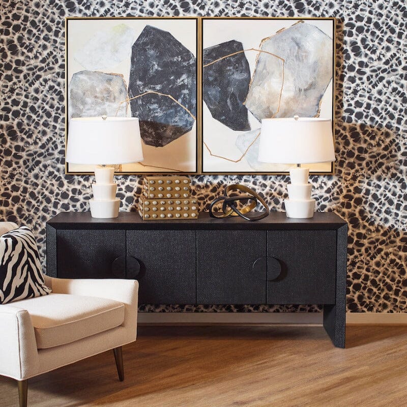 Worlds Away Colt Black 4 - Door Buffet Table by Worlds Away - 32.5"H x 64"W x 20"D Black at FIG LINENS AND HOME - 2