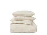 Stack of Duvet & Shams - Coyuchi Cambria Embroidered Organic Linen Natural Chambray Bedding