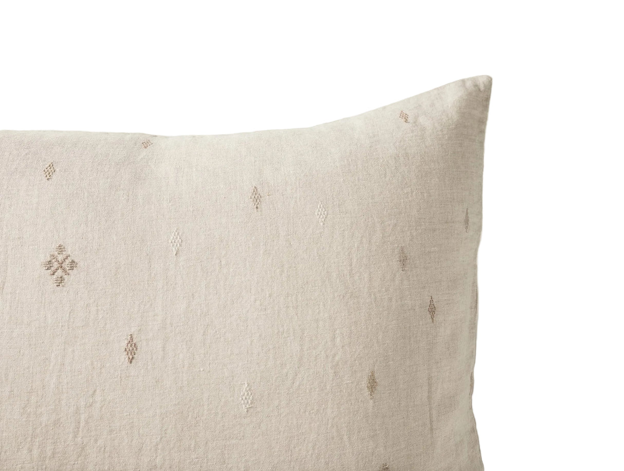 Sham Detail - Coyuchi Cambria Embroidered Organic Linen Natural Chambray at Fig Linens and Home 1