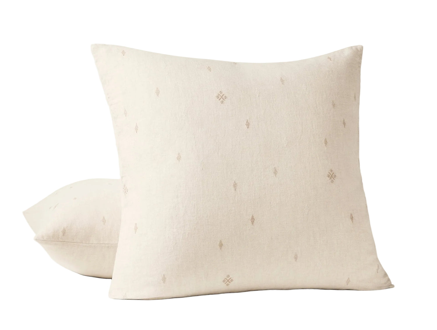 Euro Sham - Coyuchi Cambria Embroidered Organic Linen Natural Chambray Bedding