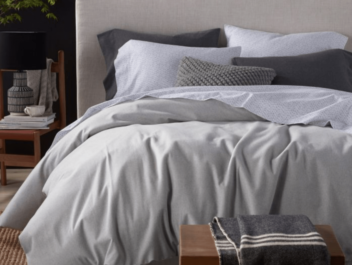 Coyuchi Cloud Brushed Flannel Pale Gray Heather Duvets and Shams