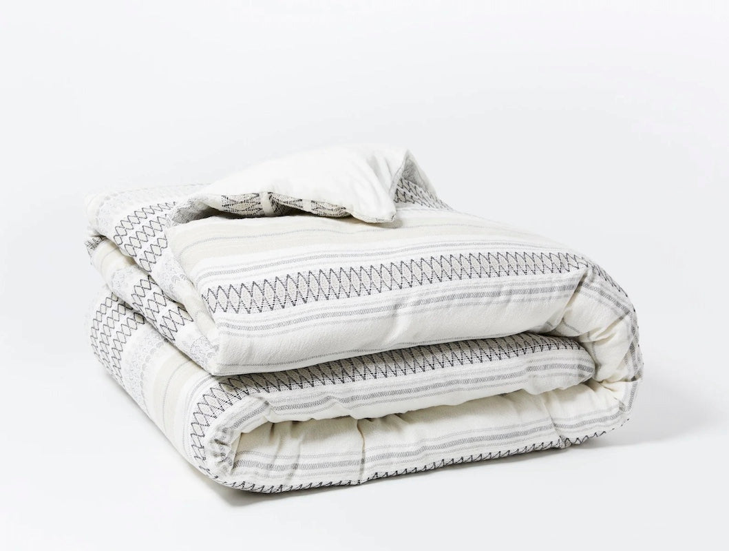 Lost Coast Soft White and Graphite Gray - Coyuchi Organic Bedding