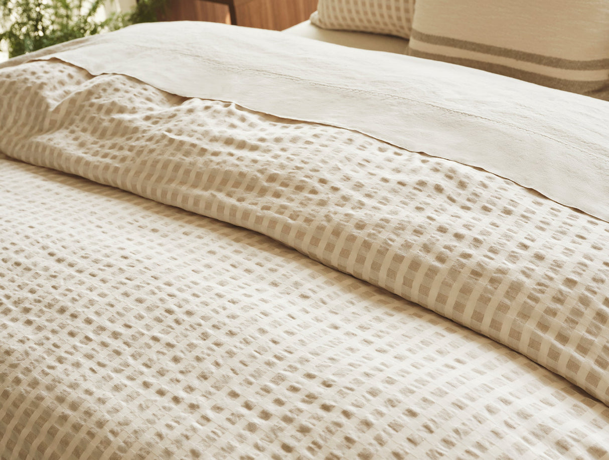 Coyuchi Birch Undyed Organic Duvet Covers and Shams at Fig Linens and Home - Detail of weave