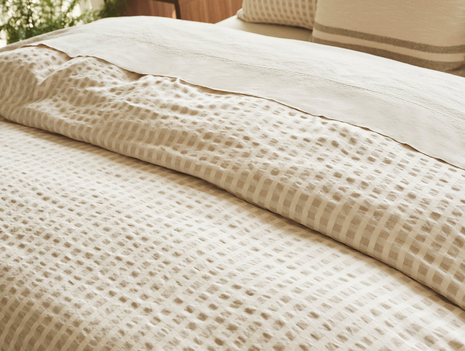 Coyuchi Birch Undyed Organic Duvet Covers and Shams at Fig Linens and Home - Detail of weave