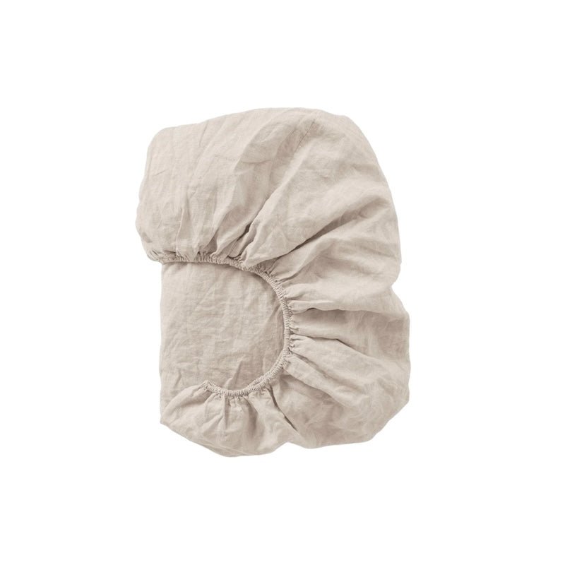 Fitted Sheet - Coyuchi Relaxed Linen Organic Bedding - Natural Chambray