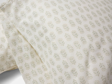 Coyuchi Organic Print Percale Seafoam Chrysanthemum Pillowcases at Fig Linens and Home - View 2