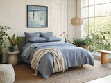 Coyuchi Topanga Dusk Stripe Organic Matelasse Blankets | Fig Linens and Home 1